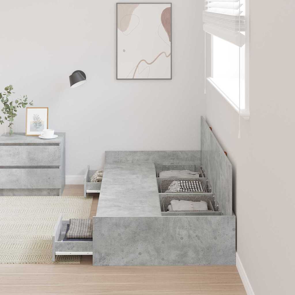 Bed Frame Concrete Grey 98.5 x 200 cm Engineered Wood