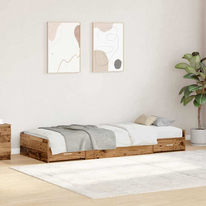 Bed Frame with Headboard Old Wood 98.5 x 200 cm Engineered Wood
