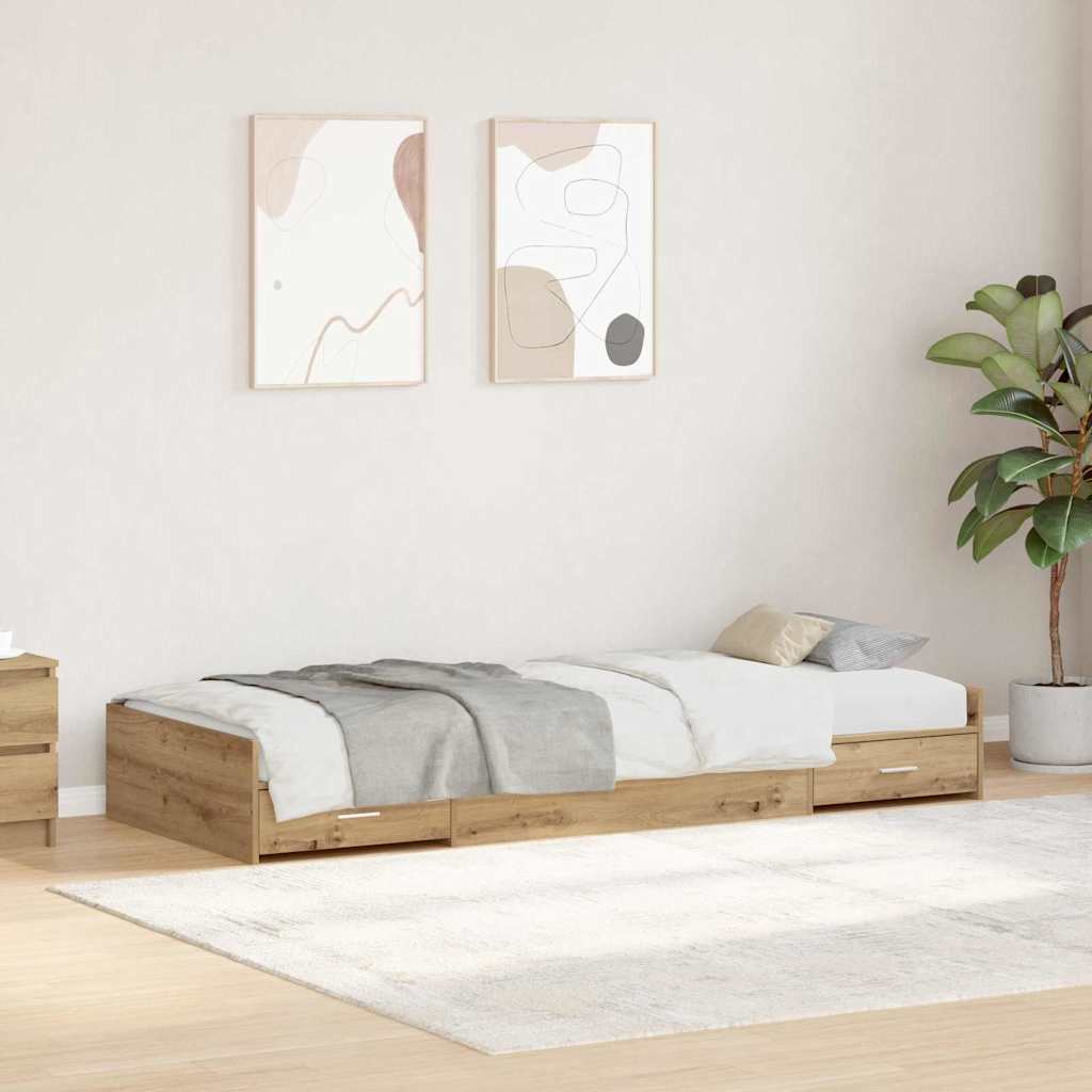 Bed Frame with Drawer Artisan Oak 98.5 x 200 cm Engineered Wood