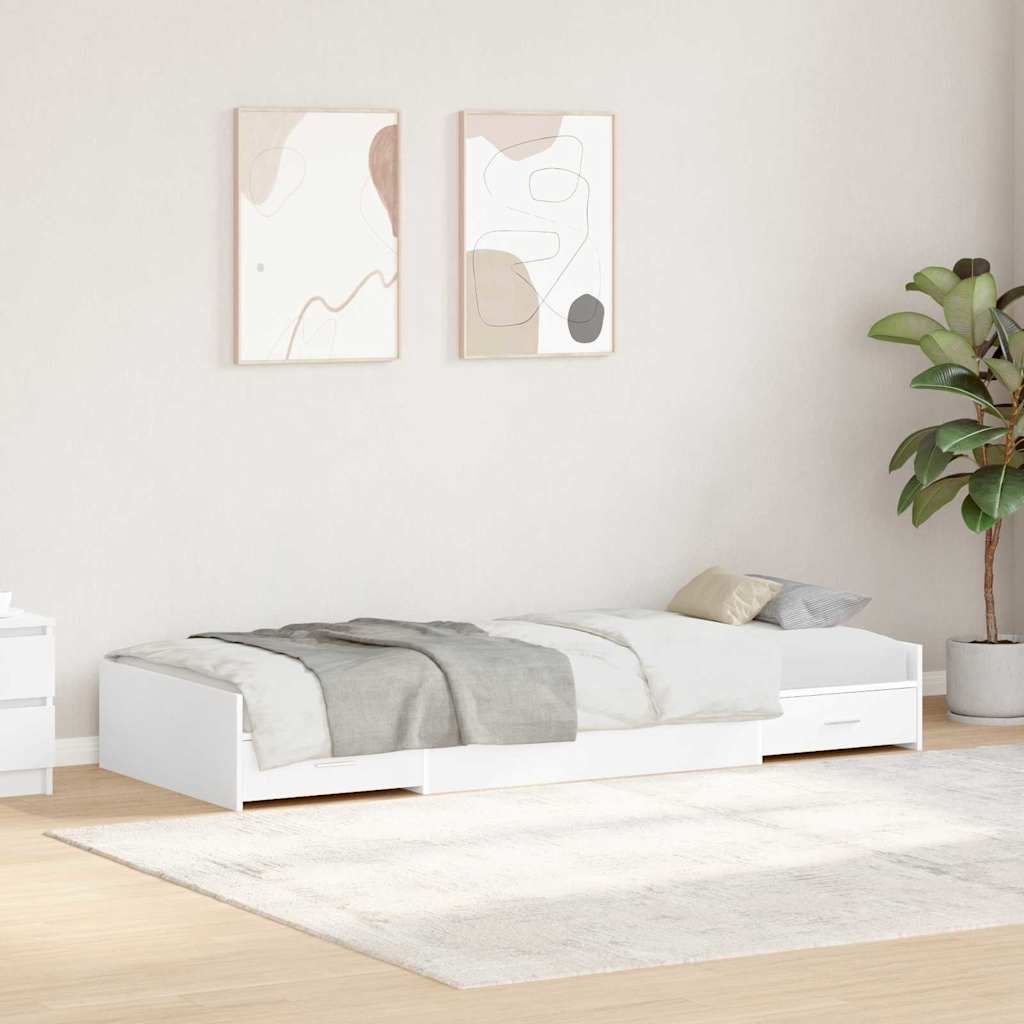 Bed Frame with Headboard White 90 x 200 cm Engineered Wood
