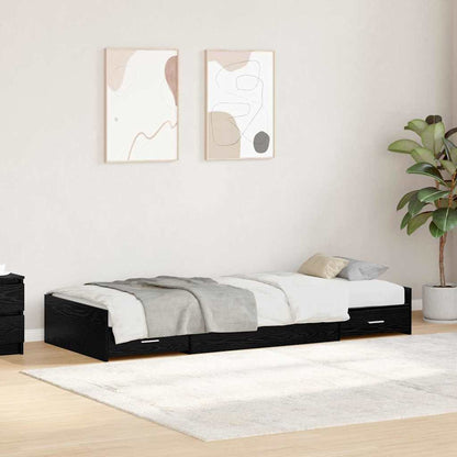 Bed Frame with Headboard Black Oak 90 x 200 cm Engineered Wood