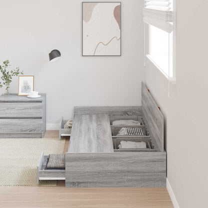 Bed Frame with Drawer Grey Sonoma 90 x 200 cm Engineered Wood