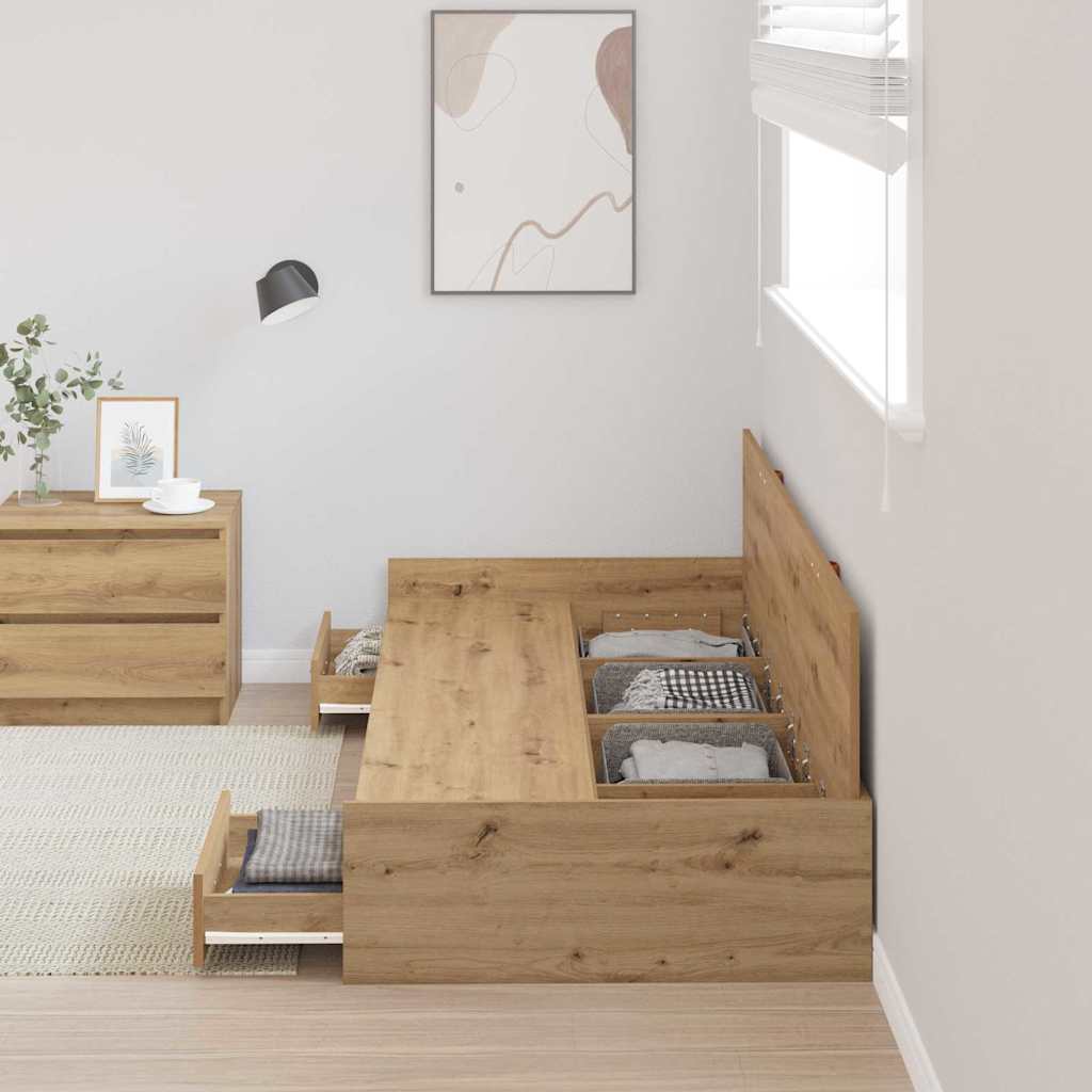 Bed Frame with Drawer Artisan Oak 90 x 200 cm Engineered Wood