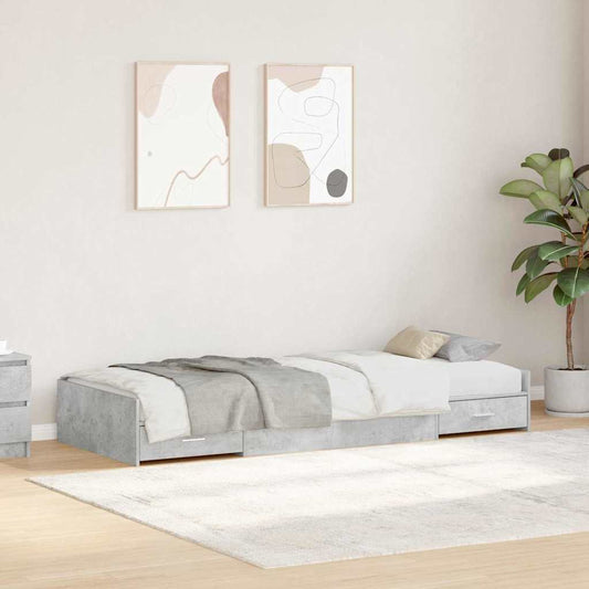 Bed Frame with Drawer Concrete Grey 80 x 200 cm Engineered Wood