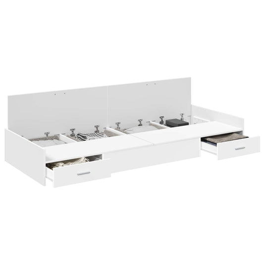 Bed Frame with Drawer White 90 x 190 cm Engineered Wood