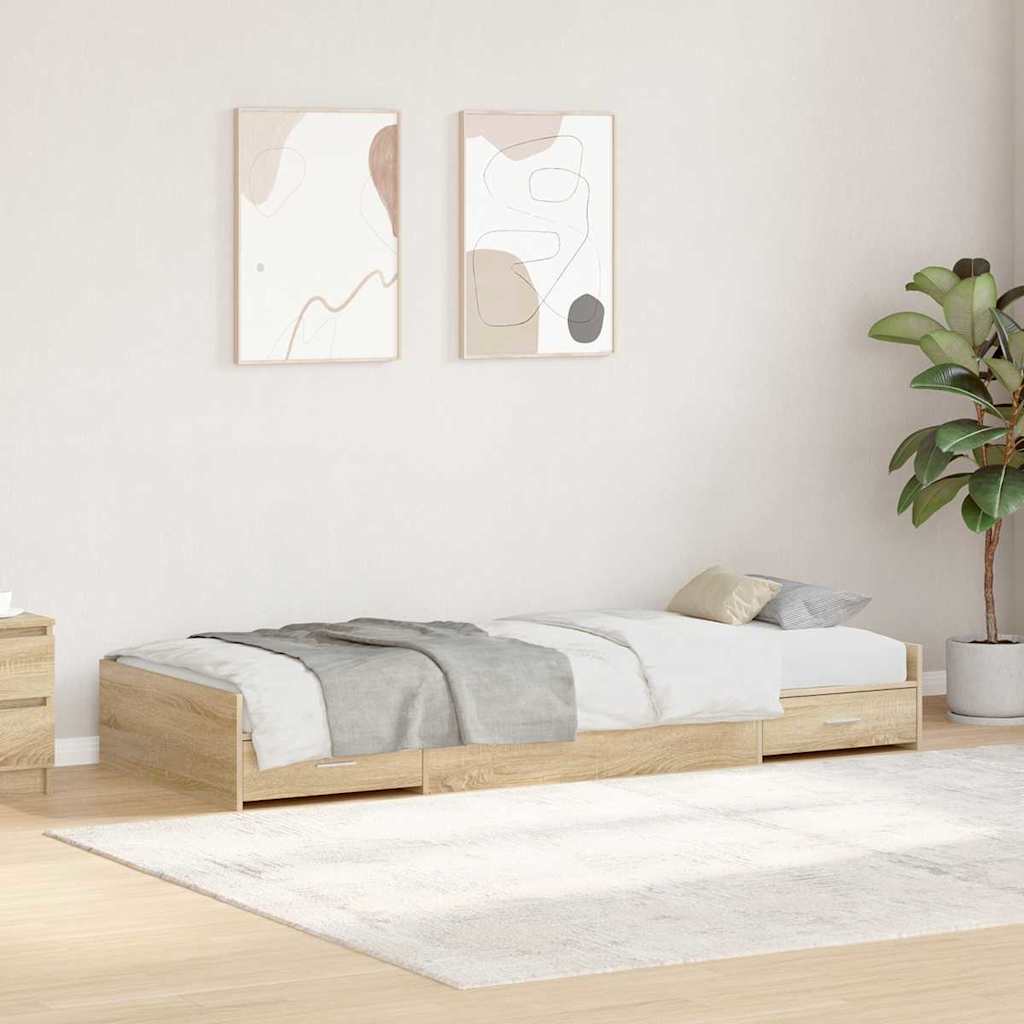 Bed Frame with Headboard Sonoma Oak 90 x 190 cm Engineered Wood