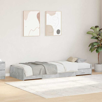 Bed Frame with Drawer Concrete Grey 90 x 190 cm Engineered Wood