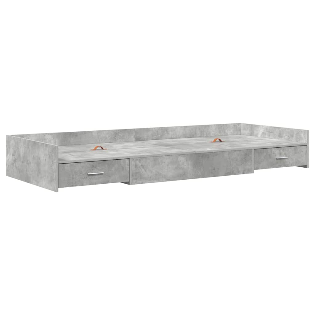 Bed Frame with Drawer Concrete Grey 90 x 190 cm Engineered Wood
