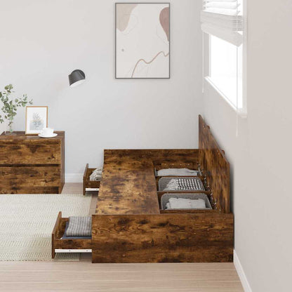 Bed Frame with Headboard Smoked Oak 90 x 190 cm Engineered Wood