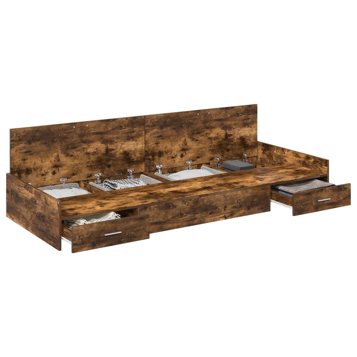 Bed Frame with Headboard Smoked Oak 90 x 190 cm Engineered Wood