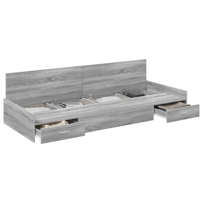 Bed Frame with Drawer Grey Sonoma 90 x 190 cm Engineered Wood
