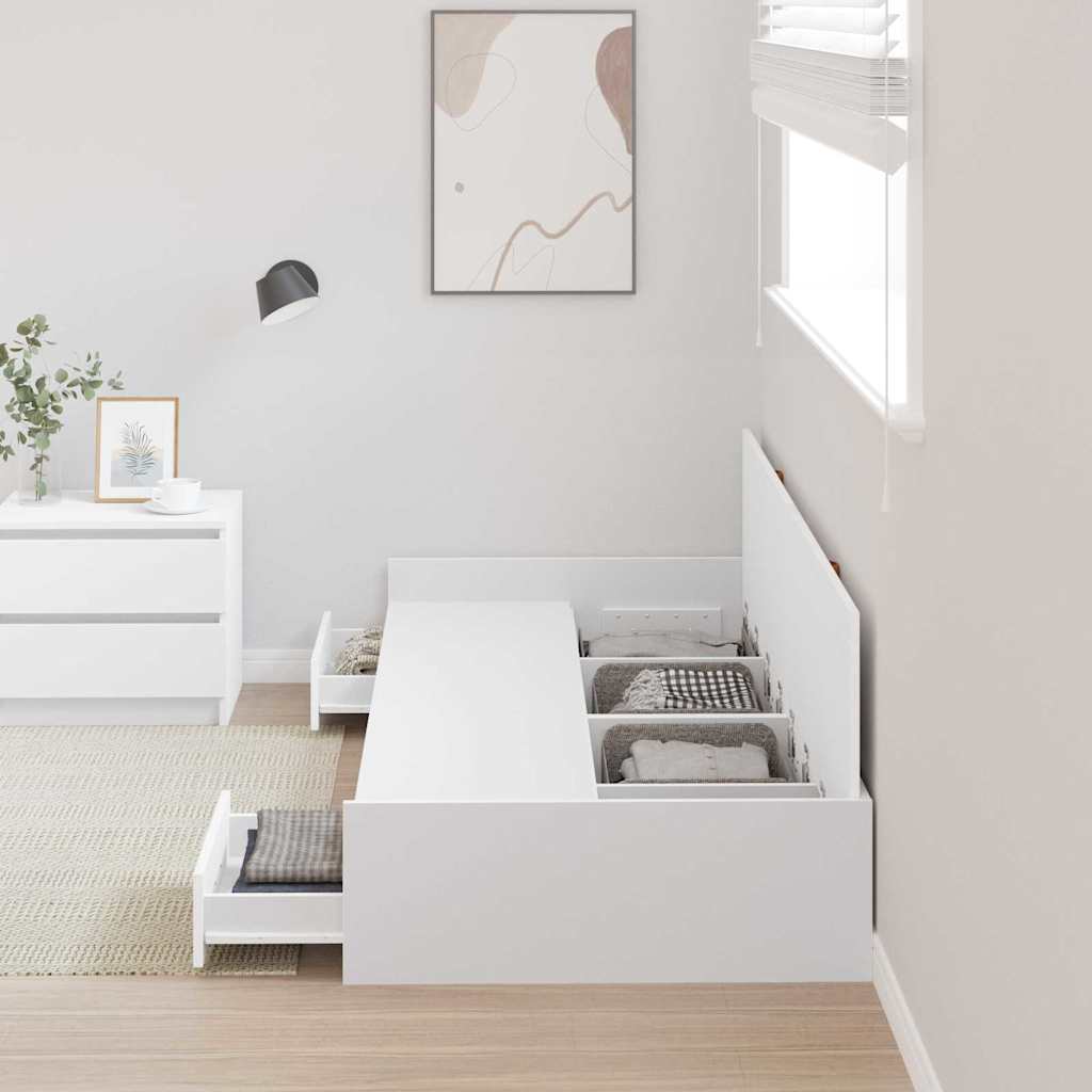 Bed Frame with Headboard White 75 x 190 cm Engineered Wood