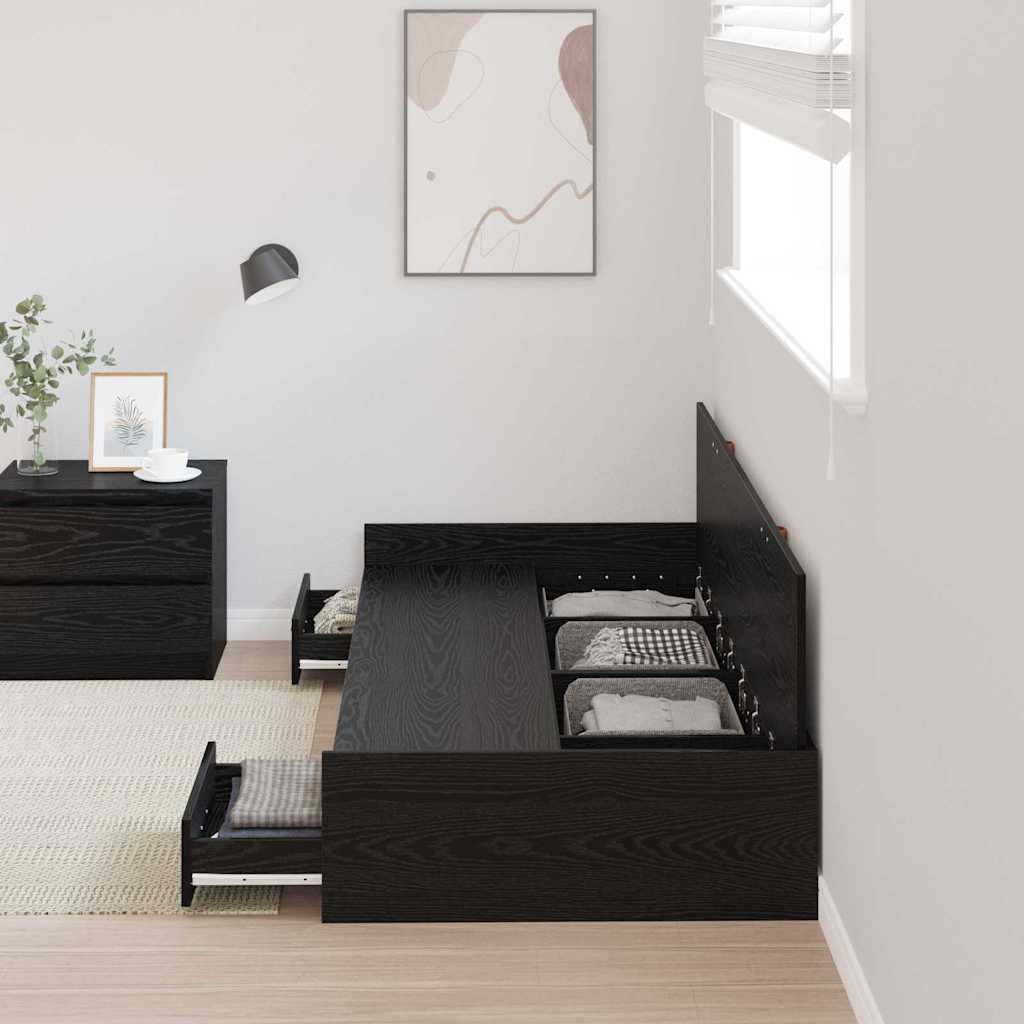Bed Frame with Headboard Black Oak 75 x 190 cm Engineered Wood