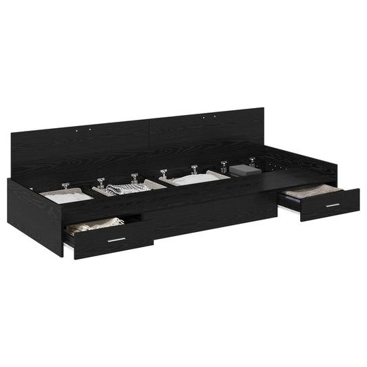 Bed Frame with Drawer Black Oak 75 x 190 cm Engineered Wood