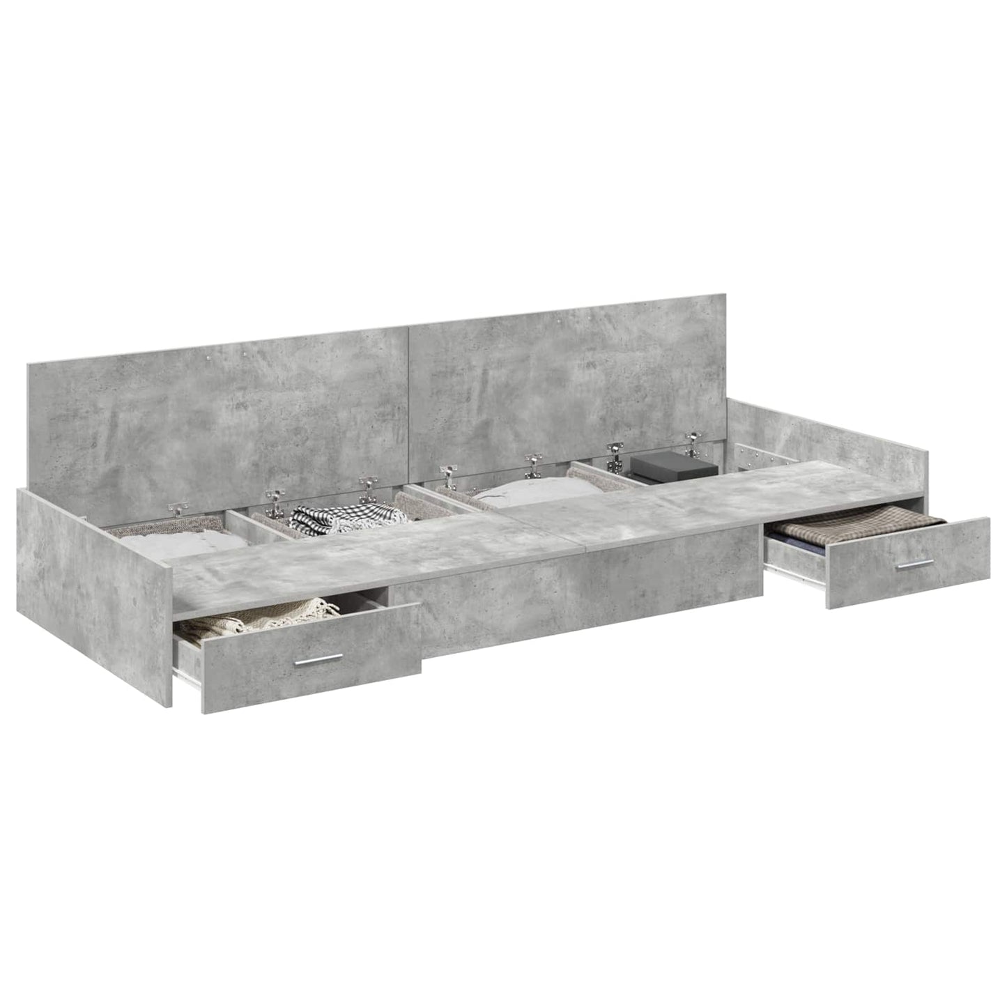 Bed Frame with Drawer Concrete Grey 75 x 190 cm Engineered Wood
