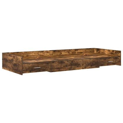 Bed Frame with Headboard Smoked Oak 75 x 190 cm Engineered Wood