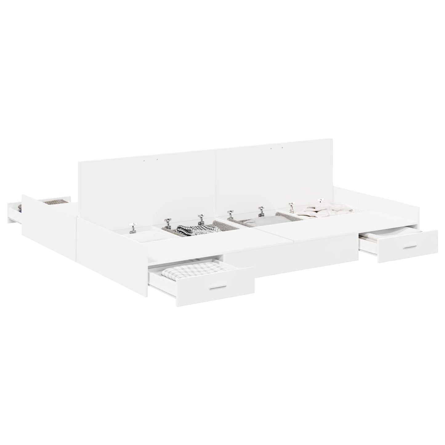 Storage Bed Frame White 200 x 200 cm Engineered Wood