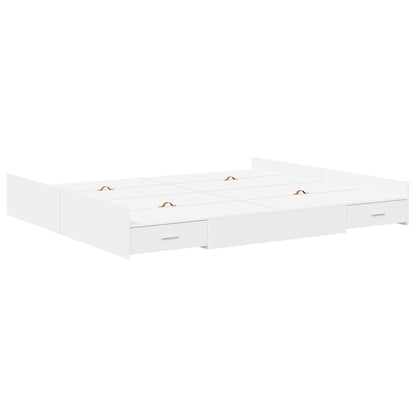 Storage Bed Frame White 200 x 200 cm Engineered Wood