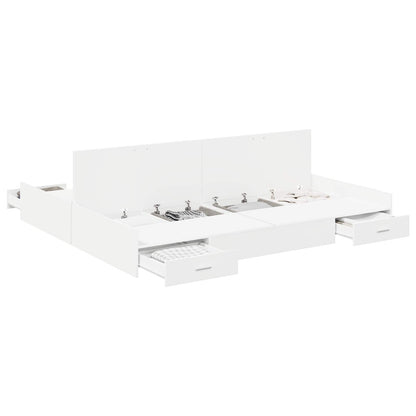 Storage Bed Frame White 180 x 200 cm Engineered Wood