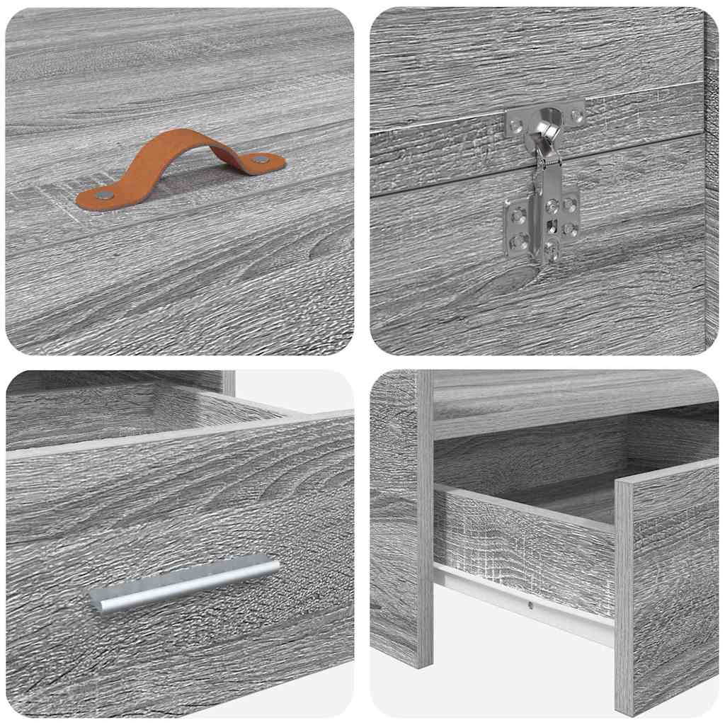 Storage Bed Frame Grey Sonoma 180 x 200 cm Engineered Wood