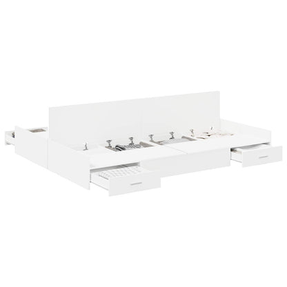 Storage Bed Frame White 160 x 200 cm Engineered Wood