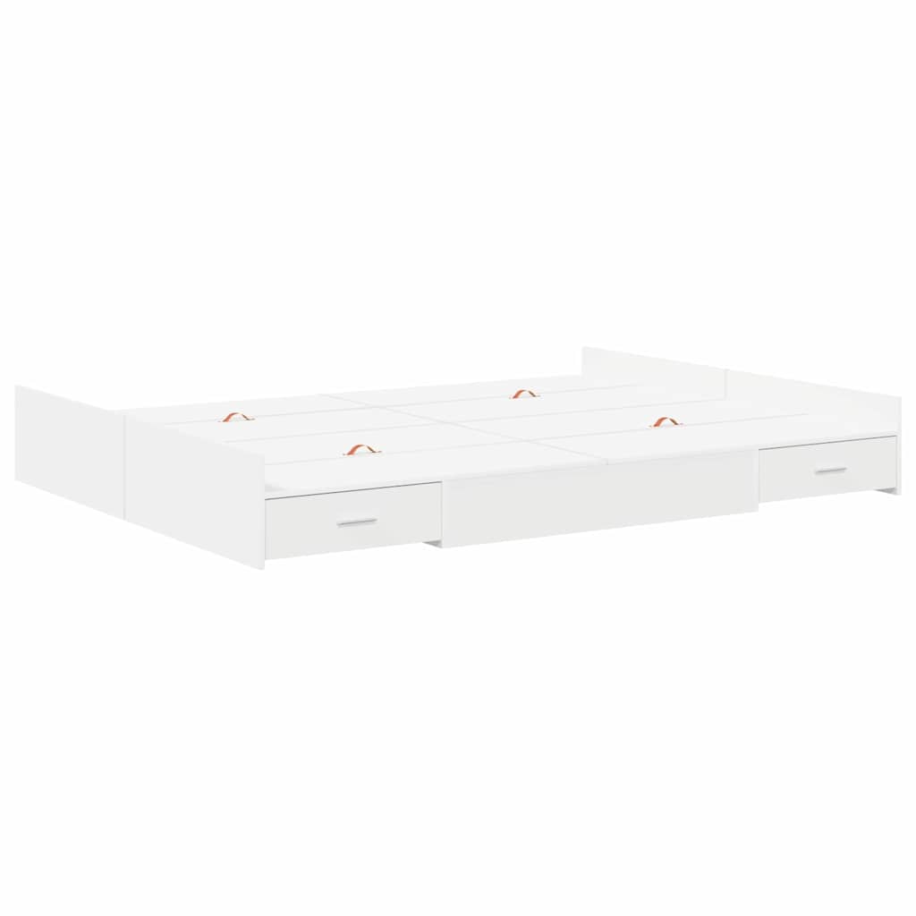 Storage Bed Frame White 160 x 200 cm Engineered Wood