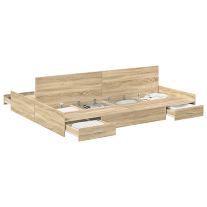 Storage Bed Frame Sonoma Oak 160 x 200 cm Engineered Wood