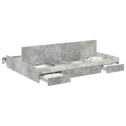 Storage Bed Frame Concrete Grey 160 x 200 cm Engineered Wood