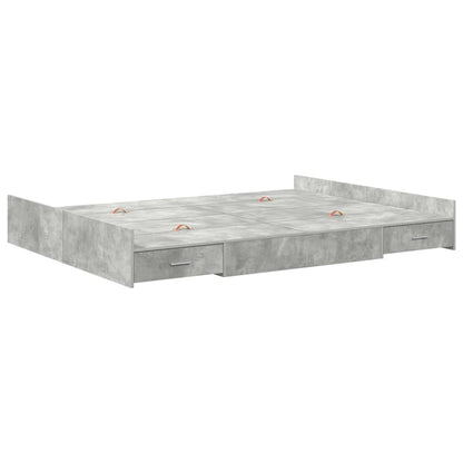 Storage Bed Frame Concrete Grey 160 x 200 cm Engineered Wood