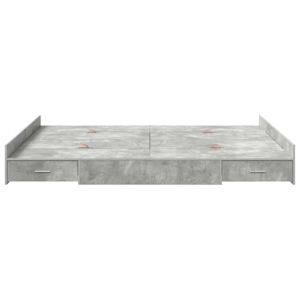 Storage Bed Frame Concrete Grey 160 x 200 cm Engineered Wood