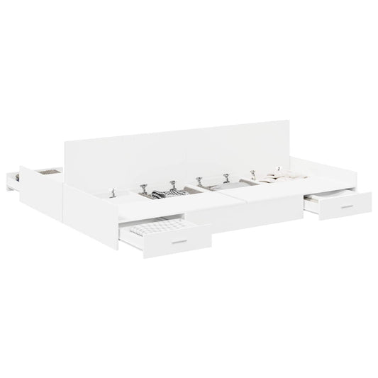 Storage Bed Frame with Door White 150 x 200 cm Engineered Wood