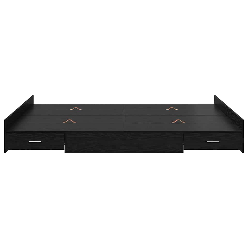 Storage Bed Frame Black Oak 150 x 200 cm Engineered Wood
