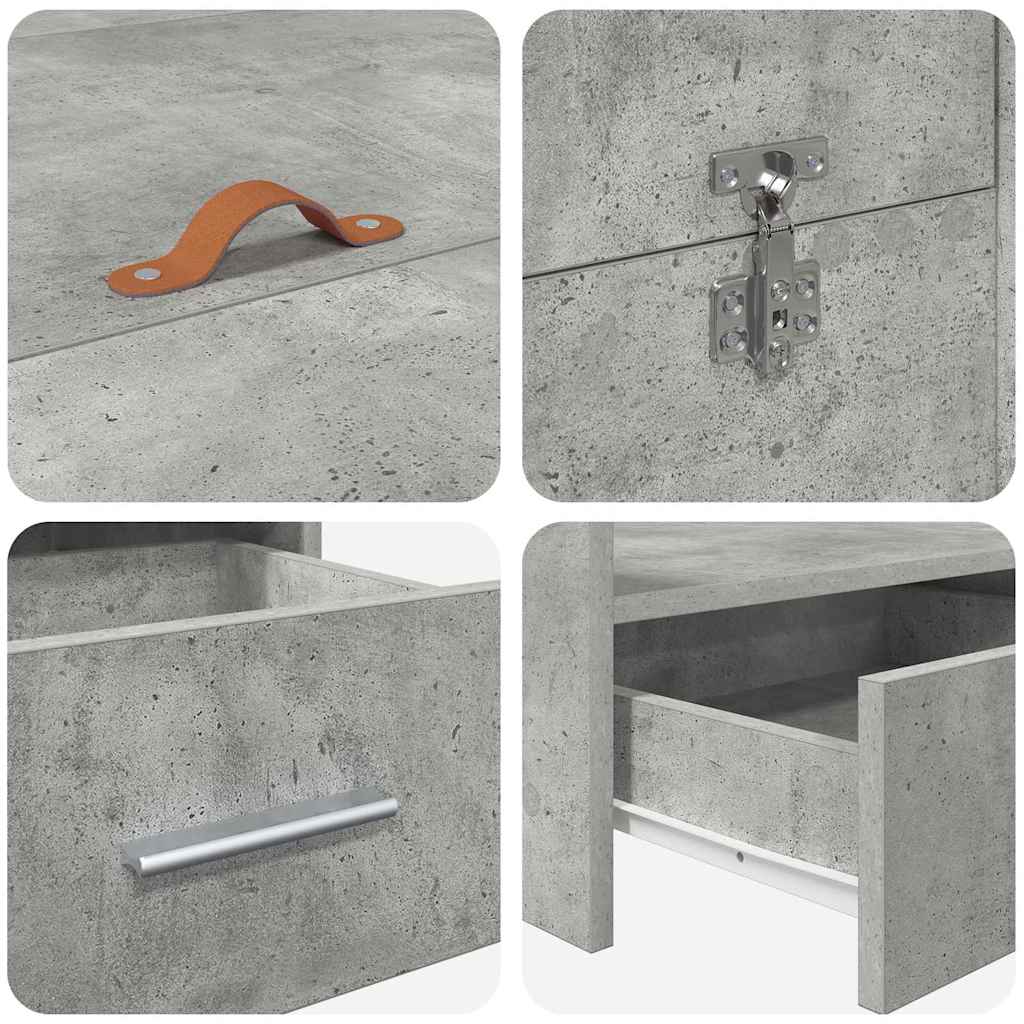 Storage Bed Frame Concrete Grey 150 x 200 cm Engineered Wood
