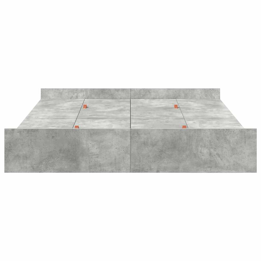 Storage Bed Frame Concrete Grey 150 x 200 cm Engineered Wood