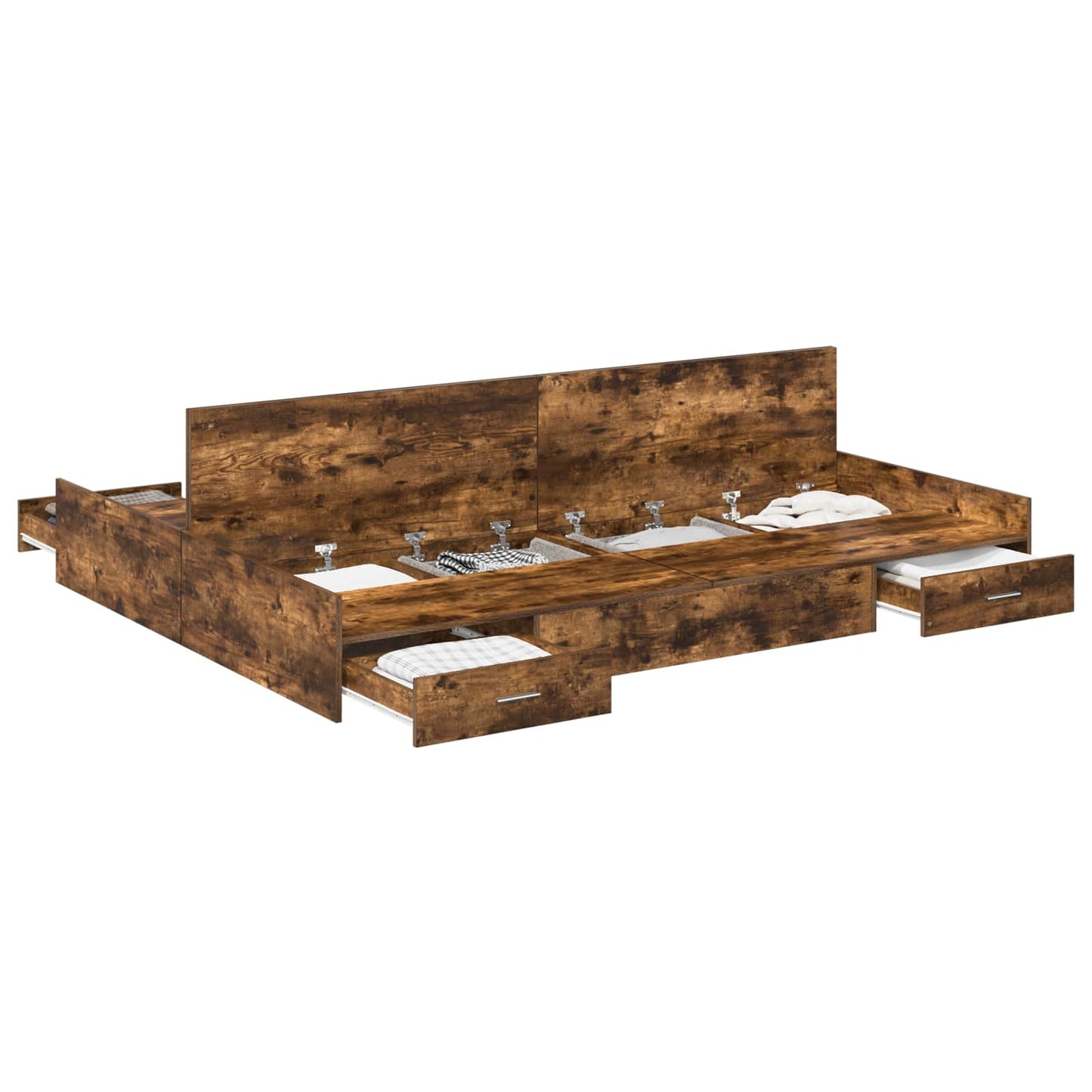 Storage Bed Frame Smoked Oak 150 x 200 cm Engineered Wood