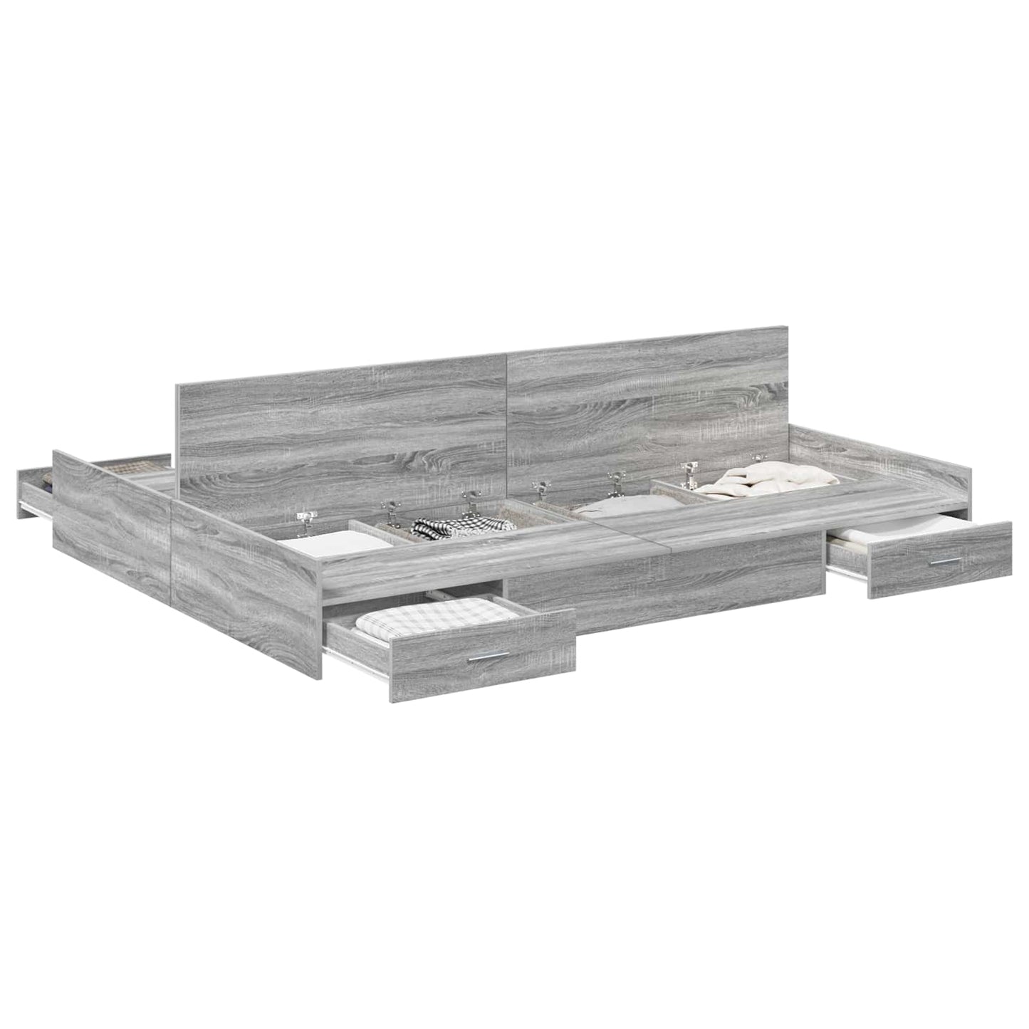 Storage Bed Frame Grey Sonoma 150 x 200 cm Engineered Wood