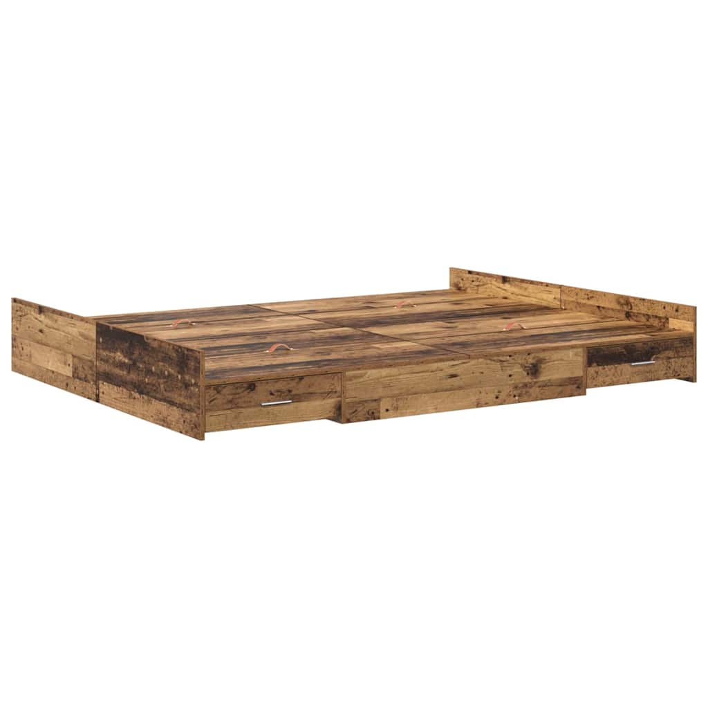 Storage Bed Frame Old Wood 150 x 200 cm Engineered Wood