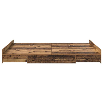 Storage Bed Frame Old Wood 150 x 200 cm Engineered Wood