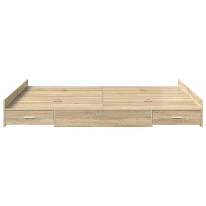 Storage Bed Frame Sonoma Oak 140 x 200 cm Engineered Wood
