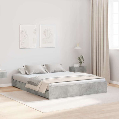 Storage Bed Frame Concrete Grey 140 x 200 cm Engineered Wood