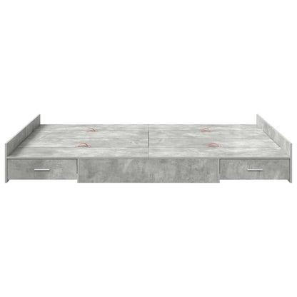 Storage Bed Frame Concrete Grey 140 x 200 cm Engineered Wood