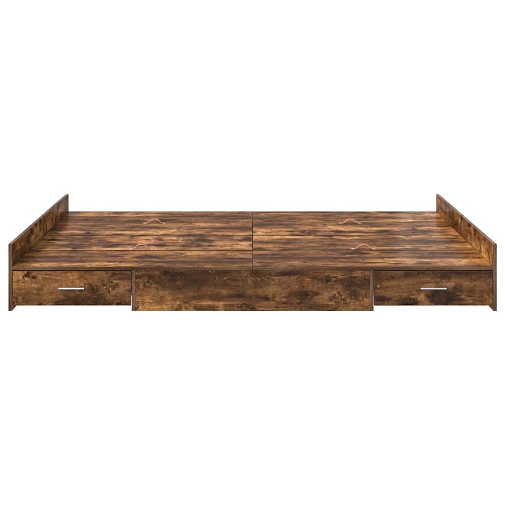 Storage Bed Frame Smoked Oak 140 x 200 cm Engineered Wood
