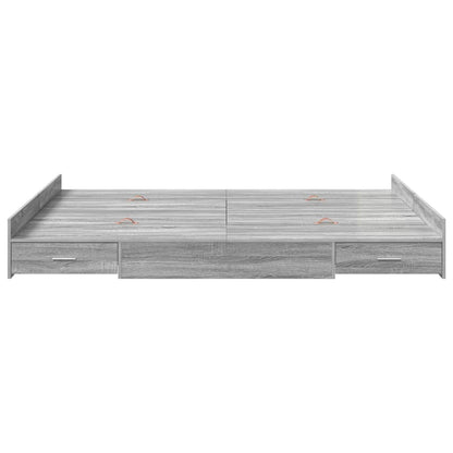 Storage Bed Frame Grey Sonoma 140 x 200 cm Engineered Wood