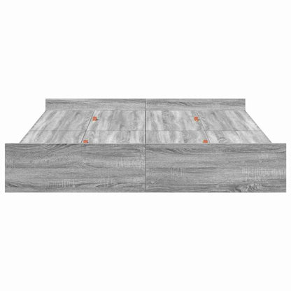 Storage Bed Frame Grey Sonoma 140 x 200 cm Engineered Wood