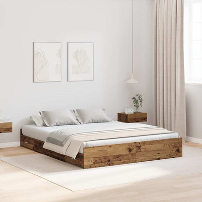 Storage Bed Frame Old Wood 140 x 200 cm Engineered Wood