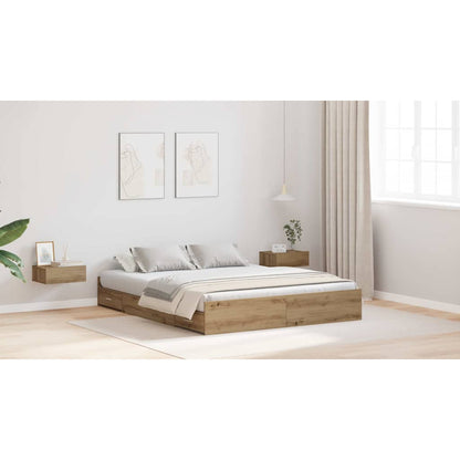 Storage Bed Frame Artisan Oak 140 x 200 cm Engineered Wood