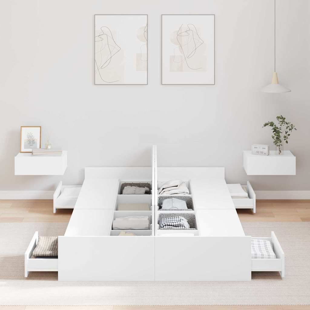 Storage Bed Frame White 120 x 200 cm Engineered Wood
