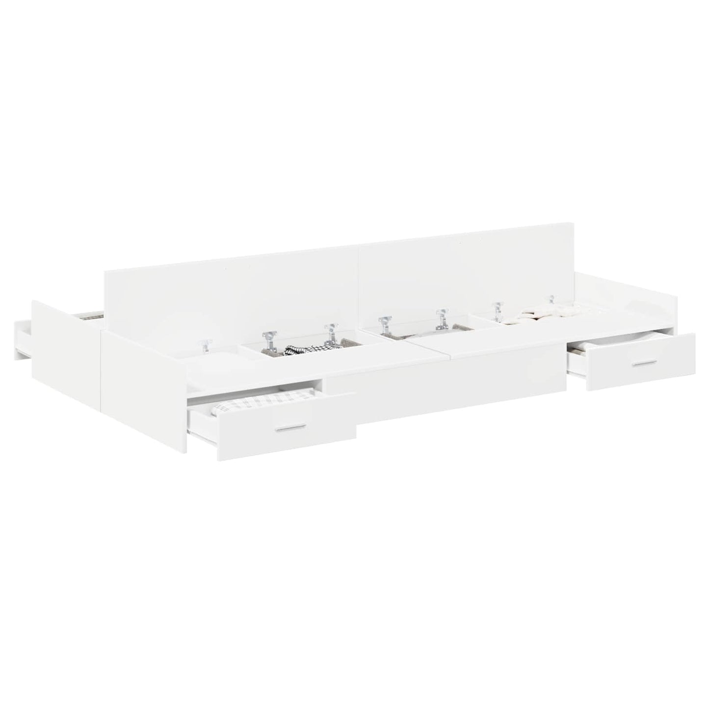 Storage Bed Frame White 120 x 200 cm Engineered Wood