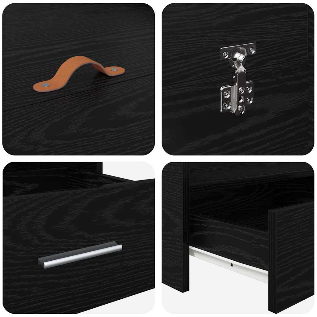 Storage Bed Frame Black Oak 120 x 200 cm Engineered Wood