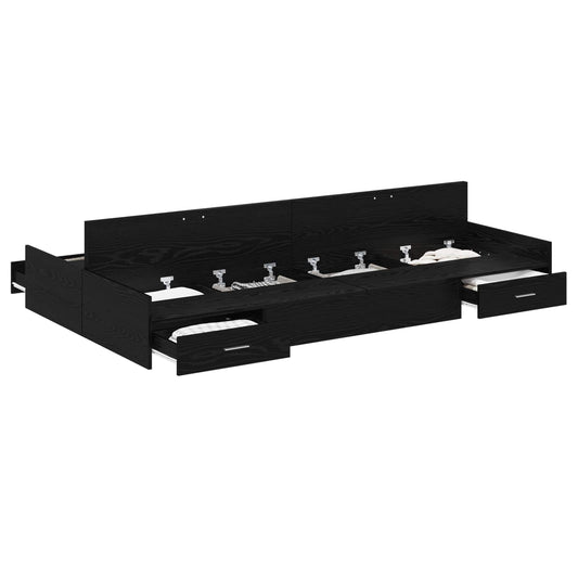 Storage Bed Frame Black Oak 120 x 200 cm Engineered Wood